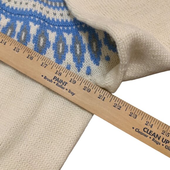 Dale of Norway Women’s Cardigan Pure New Wool Blue Ivory Fair Isle Sz L-XL - Picture 14 of 15